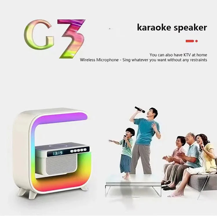 4-in-1 Smart Alarm Clock with Wireless Charging, Speaker & RGB Light