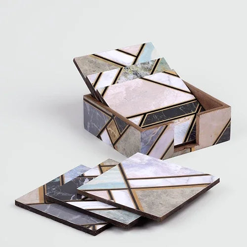 Set of 6 Modern Wooden Coasters