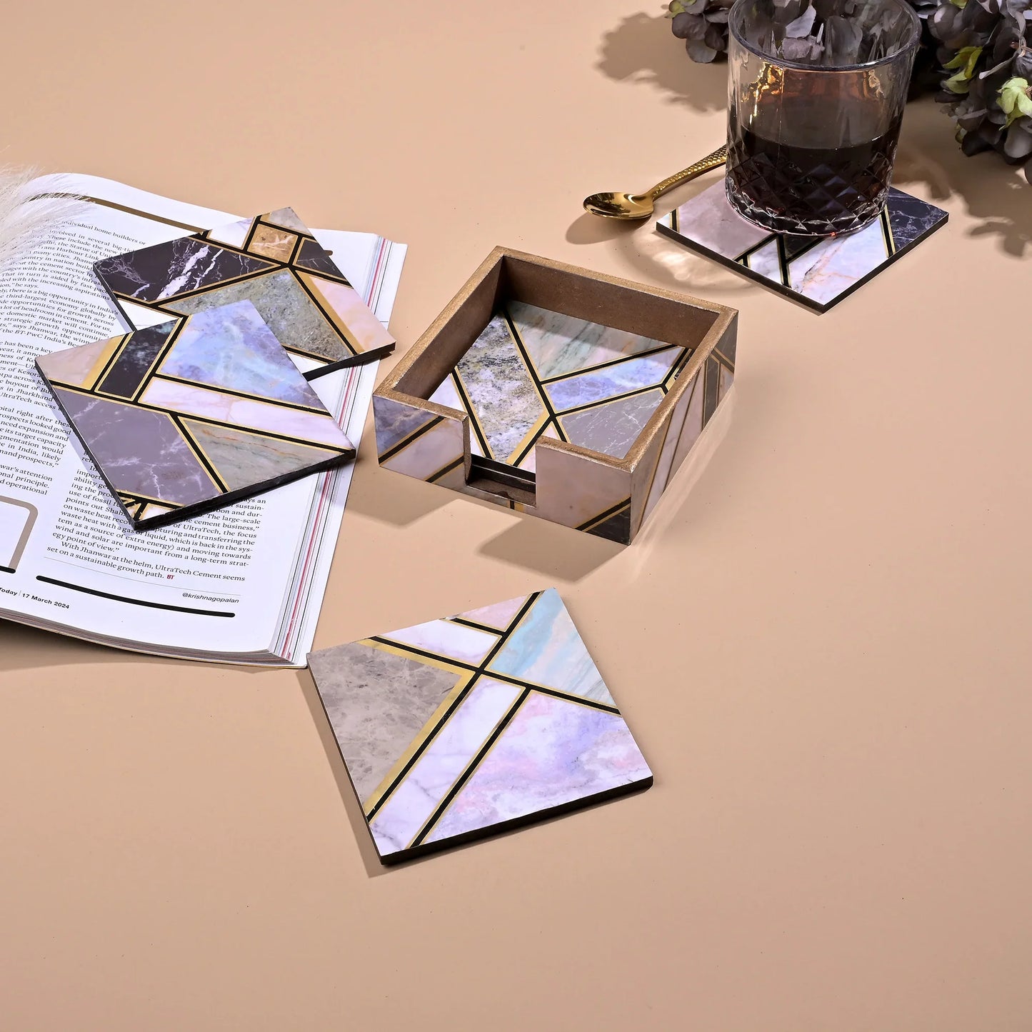 Set of 6 Modern Wooden Coasters