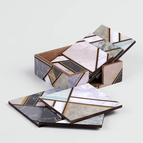 Set of 6 Modern Wooden Coasters