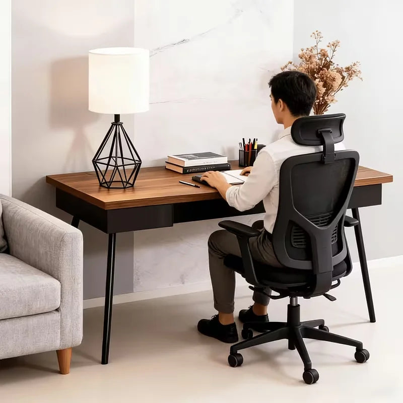 Modern Linen Shade Table Lamp for Desk, Bedroom & Living Room