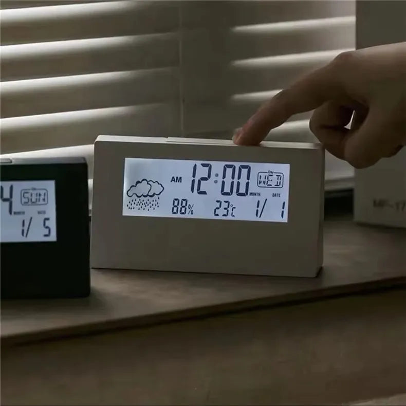 Modern Table Alarm Clock with Weather Display