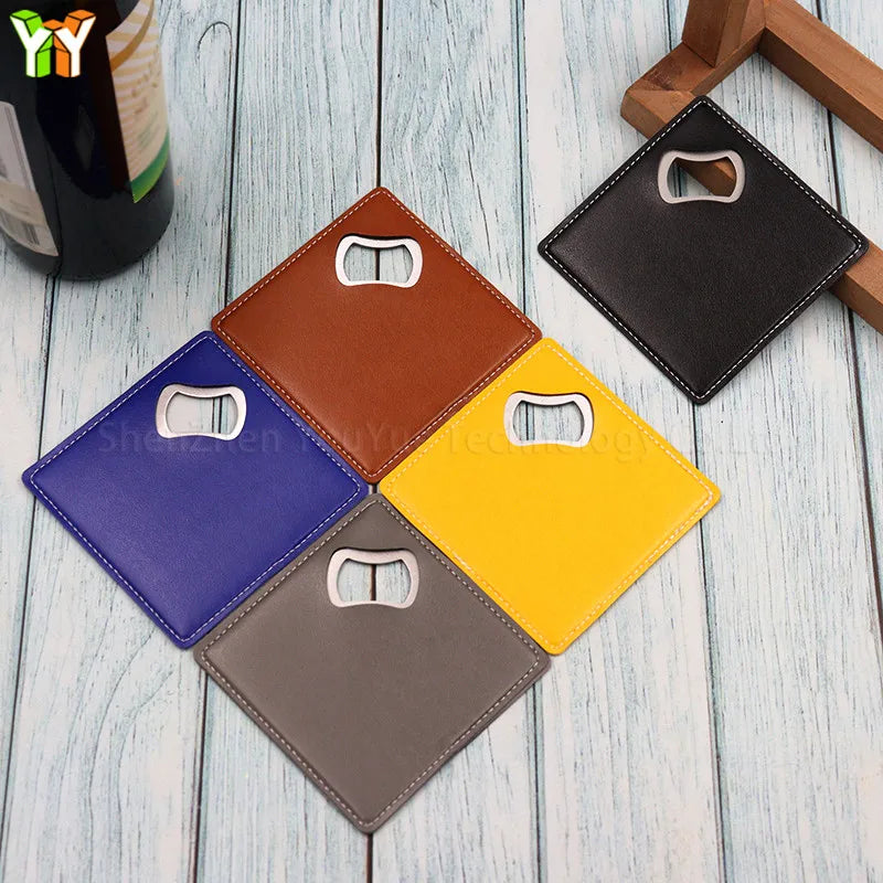 2-in-1 Leather Coaster with Bottle Opener