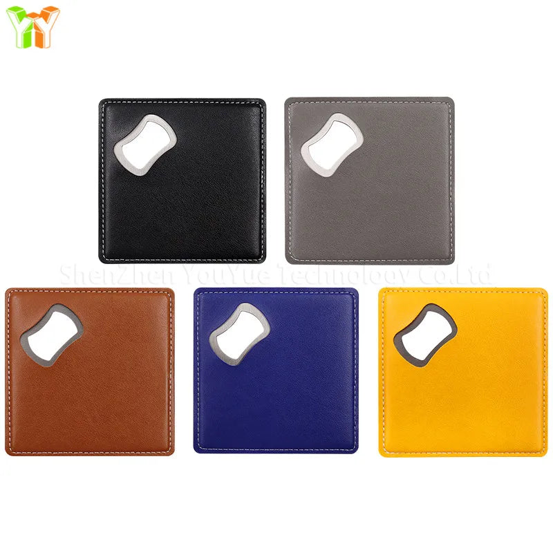 2-in-1 Leather Coaster with Bottle Opener