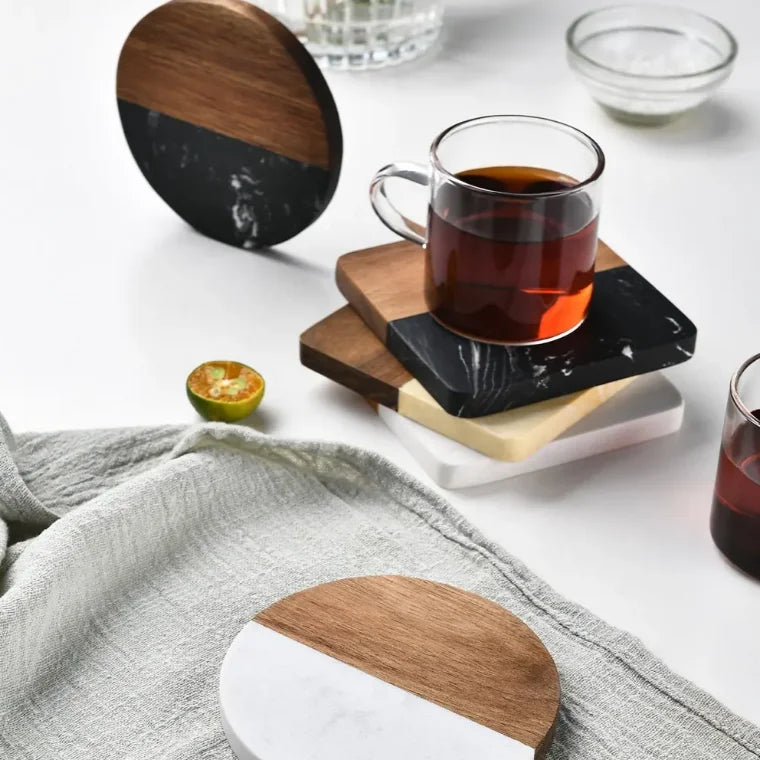 Modern Marble Wood Drink Coaster