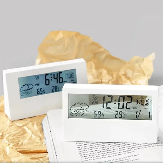 Modern Table Alarm Clock with Weather Display
