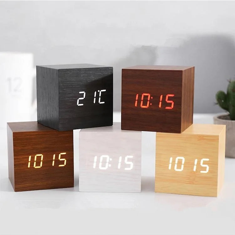 Wooden Digital LED Alarm Clock