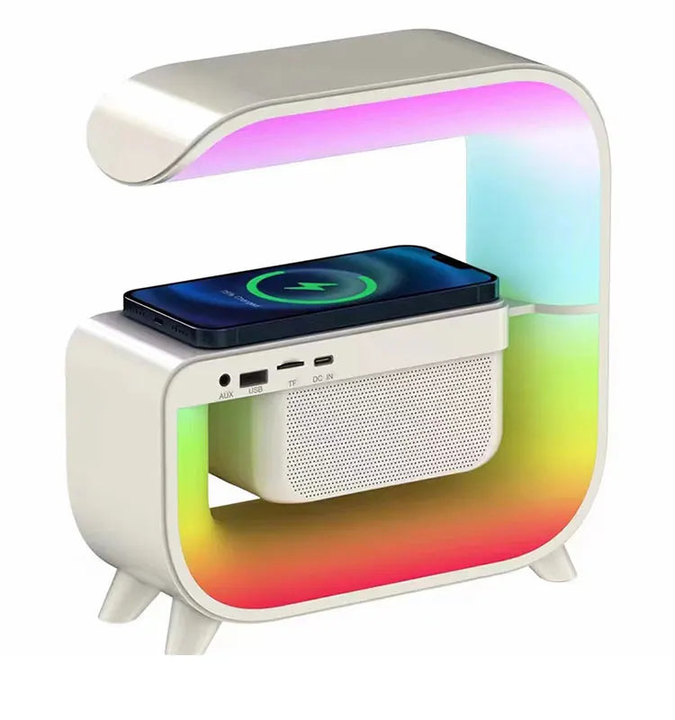 4-in-1 Smart Alarm Clock with Wireless Charging, Speaker & RGB Light