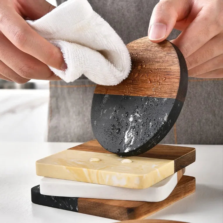 Modern Marble Wood Drink Coaster