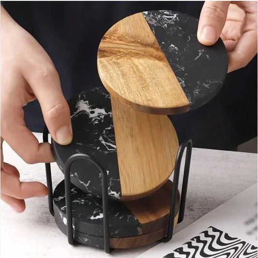Modern Marble Wood Drink Coaster