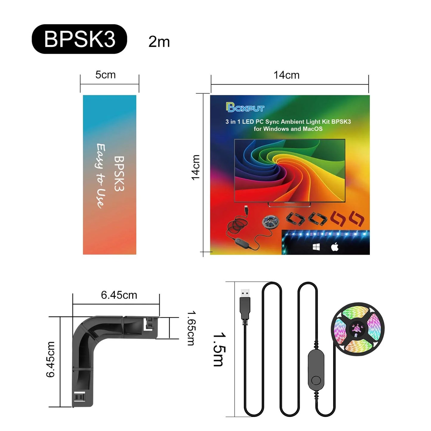 Gaming RGB LED Strip Light with PC Sync & Music Sync