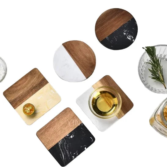 Modern Marble Wood Drink Coaster