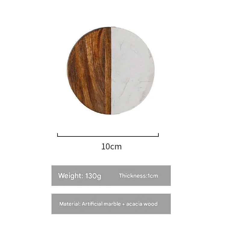 Modern Marble Wood Drink Coaster