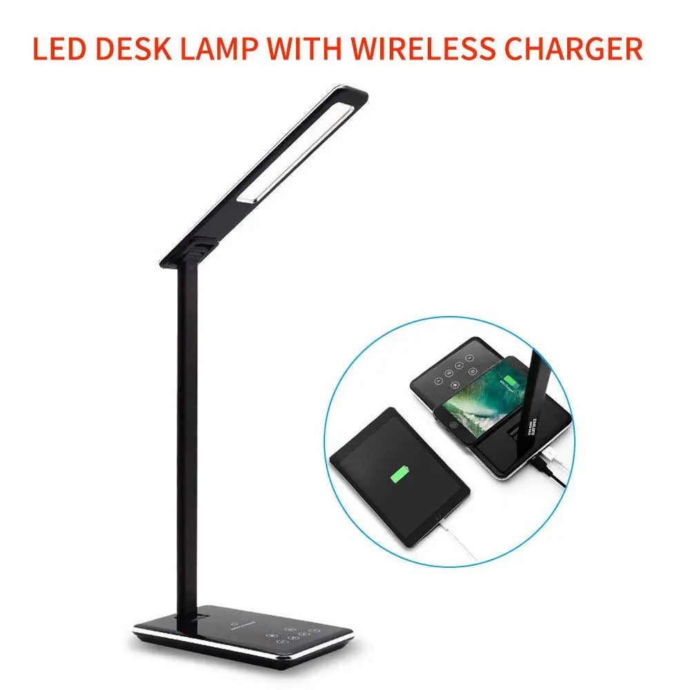 Adjustable LED Desk Lamp with Wireless Charging