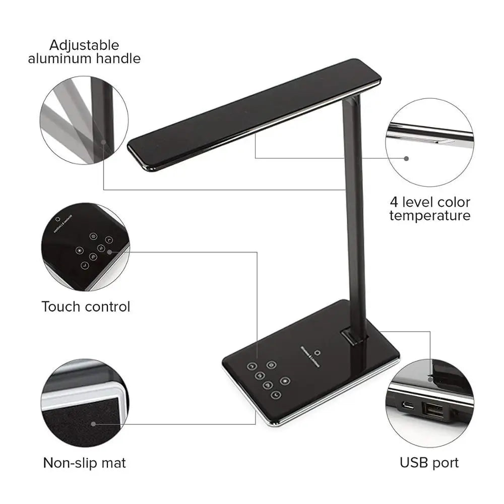 Adjustable LED Desk Lamp with Wireless Charging