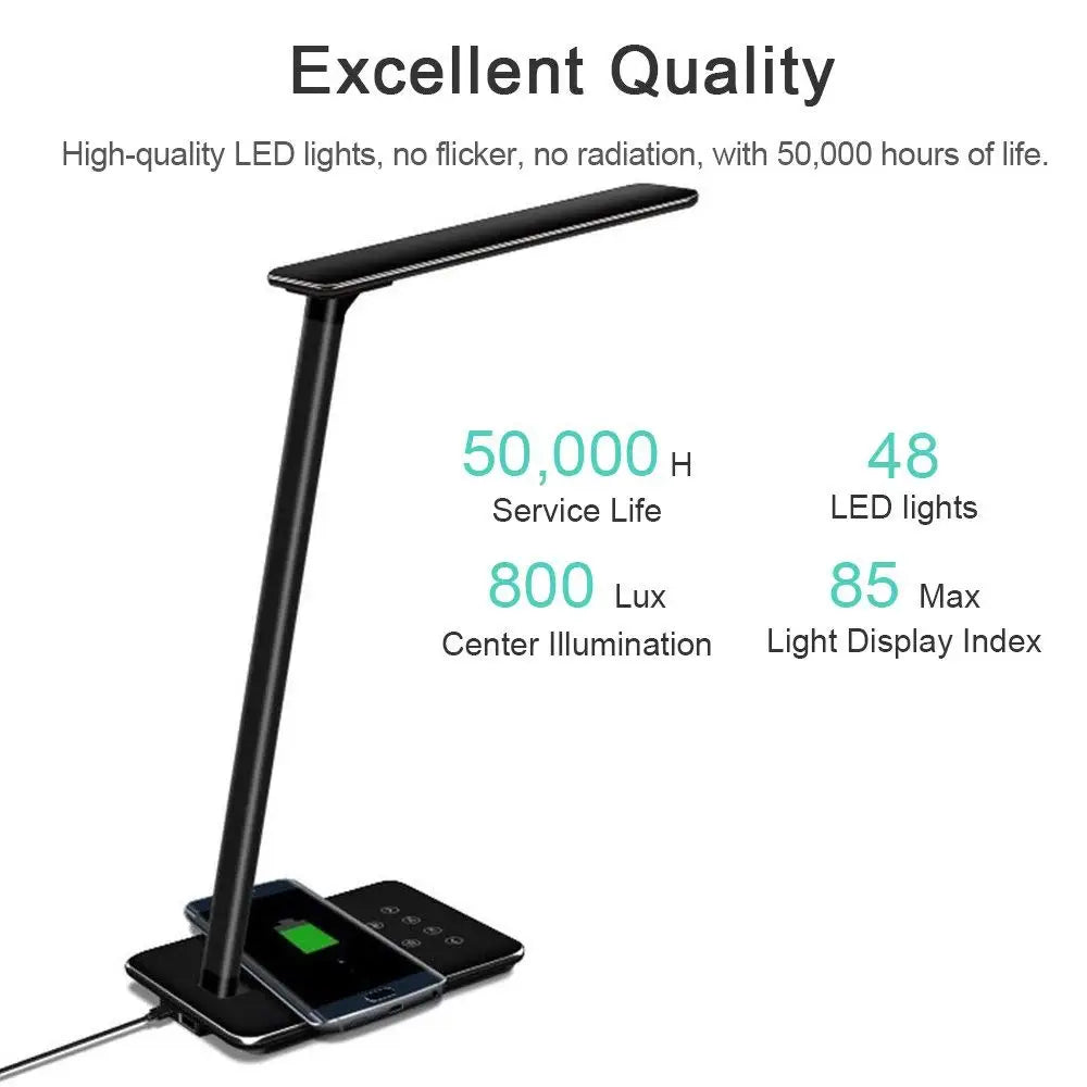 Adjustable LED Desk Lamp with Wireless Charging