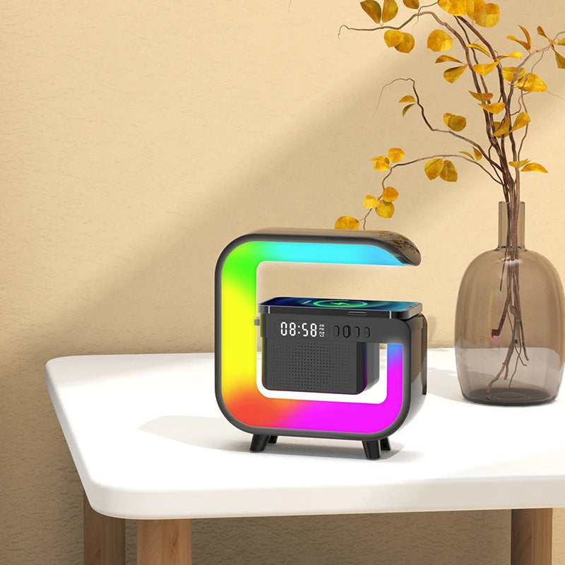 4-in-1 Smart Alarm Clock with Wireless Charging, Speaker & RGB Light