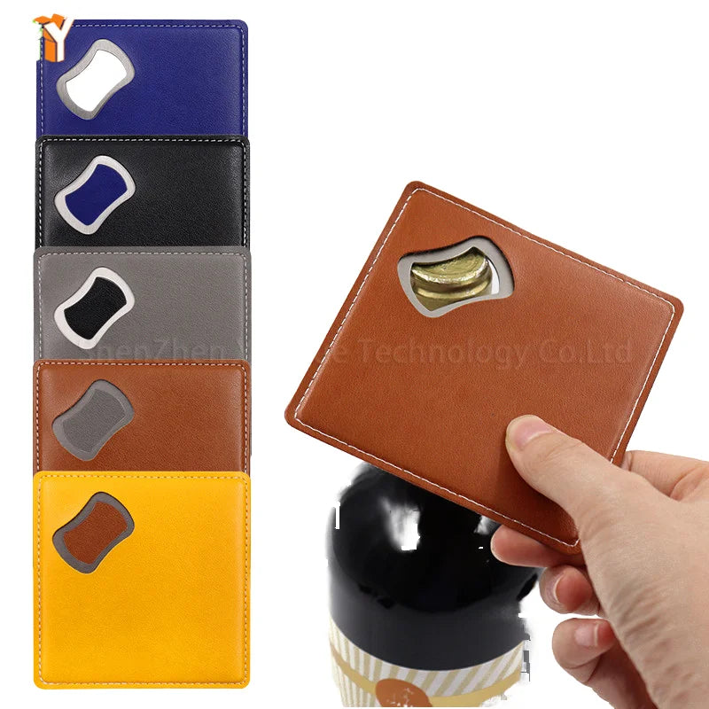2-in-1 Leather Coaster with Bottle Opener