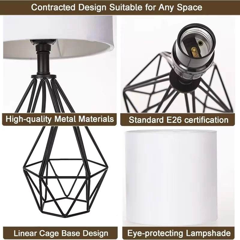 Modern Linen Shade Table Lamp for Desk, Bedroom & Living Room