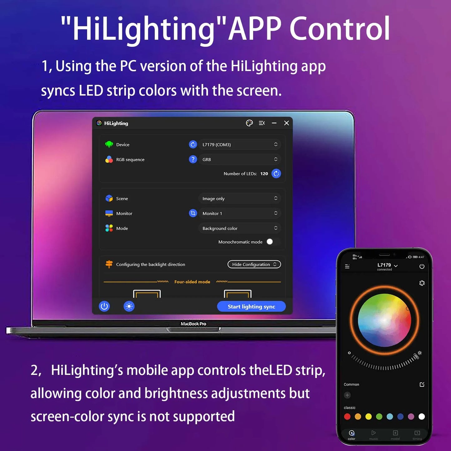 Gaming RGB LED Strip Light with PC Sync & Music Sync
