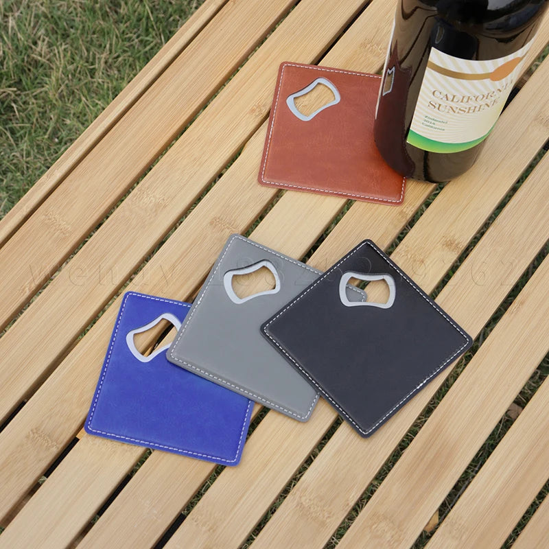 2-in-1 Leather Coaster with Bottle Opener
