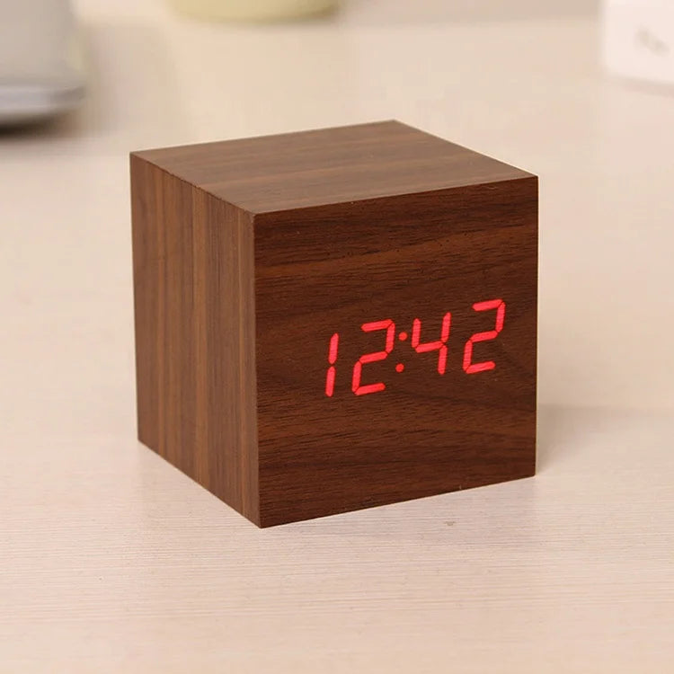 Wooden Digital LED Alarm Clock