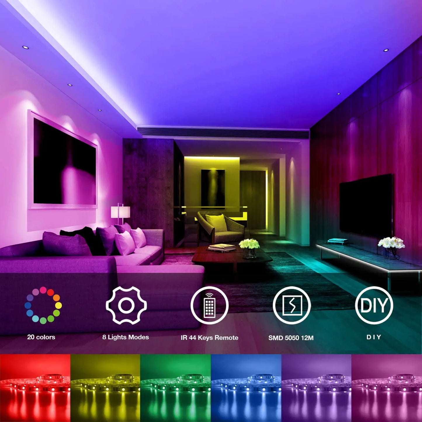 50 ft Smart RGBIC LED Strip Light with Bluetooth Control