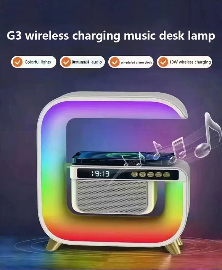 4-in-1 Smart Alarm Clock with Wireless Charging, Speaker & RGB Light