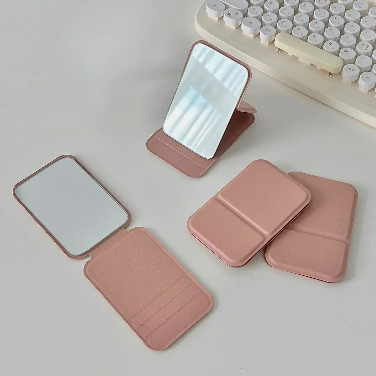 Foldable Leather Compact Makeup Mirror