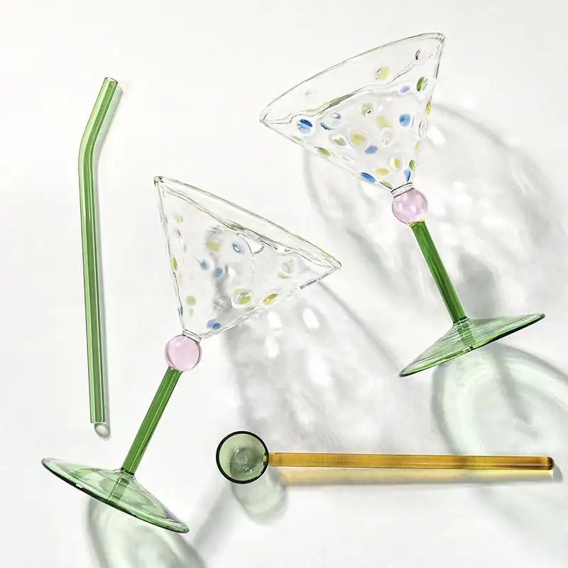 Vintage Polka Dot Cocktail & Wine Glass