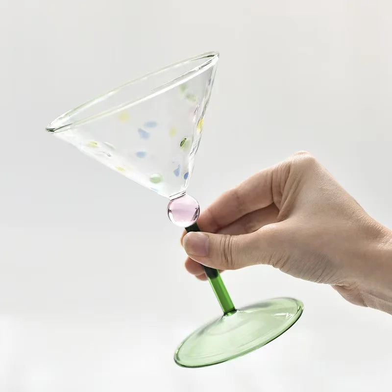 Vintage Polka Dot Cocktail & Wine Glass