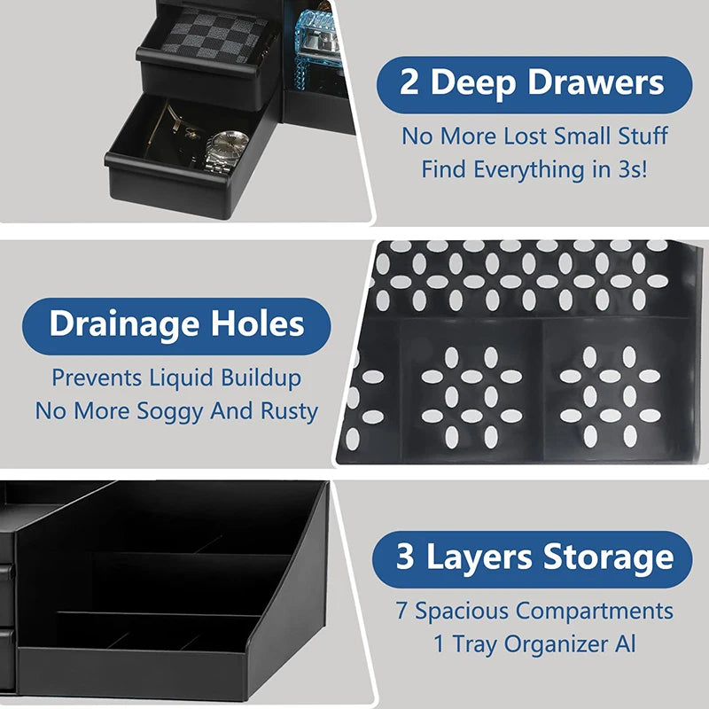 Bathroom Countertop Organizer with Drawers