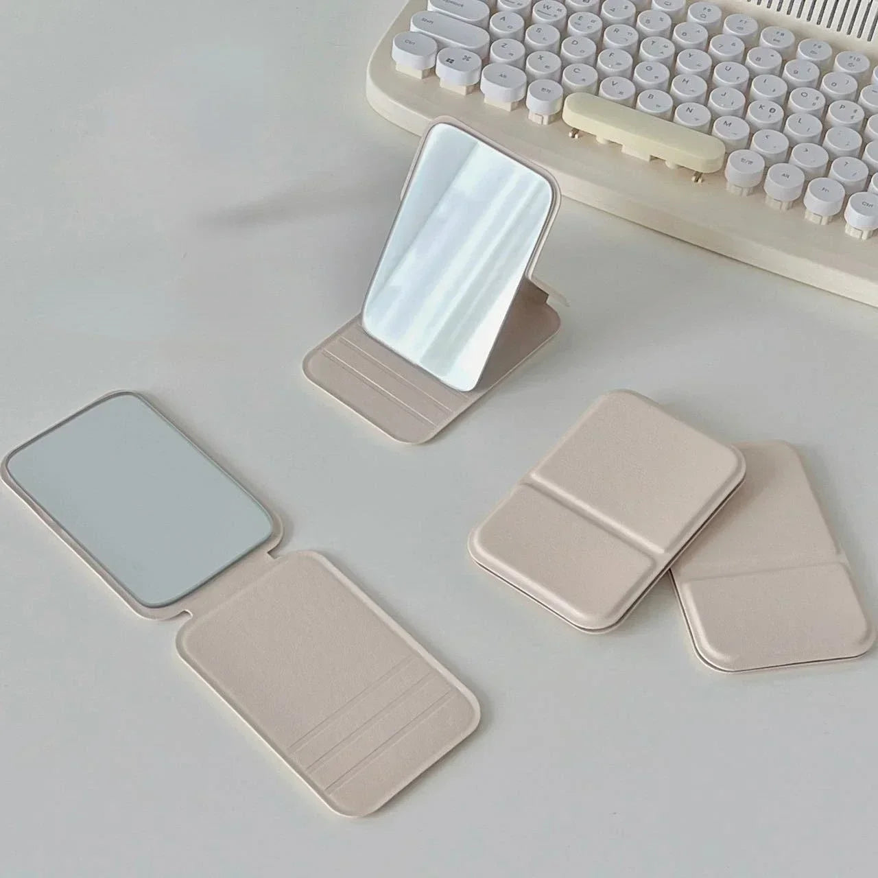 Foldable Leather Compact Makeup Mirror