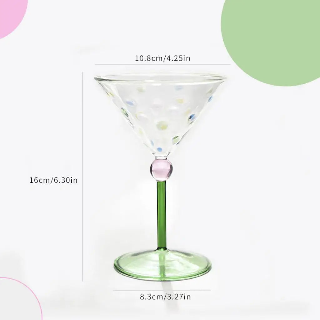 Vintage Polka Dot Cocktail & Wine Glass
