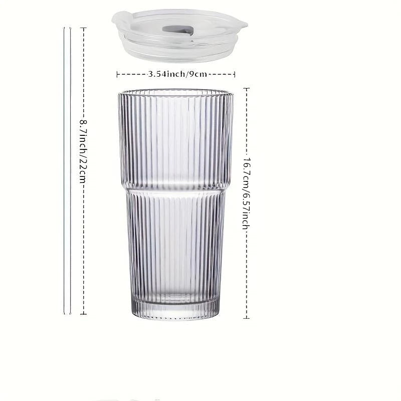 Reusable Glass Tumbler with Lid & Straw