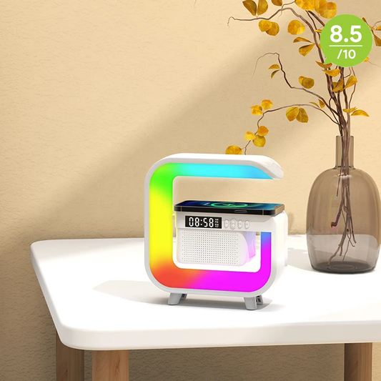 4-in-1 Smart Alarm Clock with Wireless Charging, Speaker & RGB Light